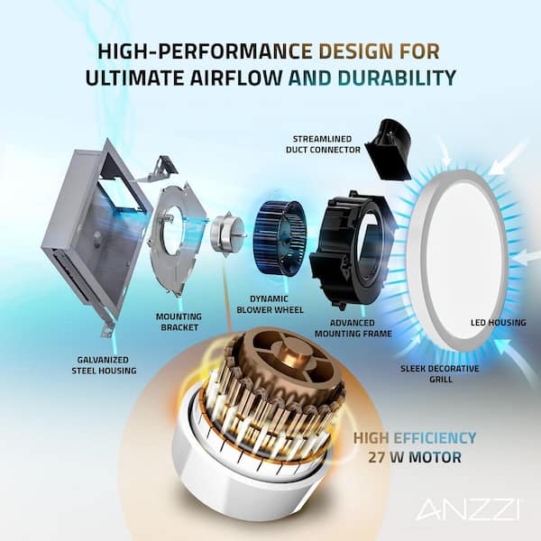 ANZZI Twilight Series 100 CFM Ceiling Mount Bathroom Exhaust Fan