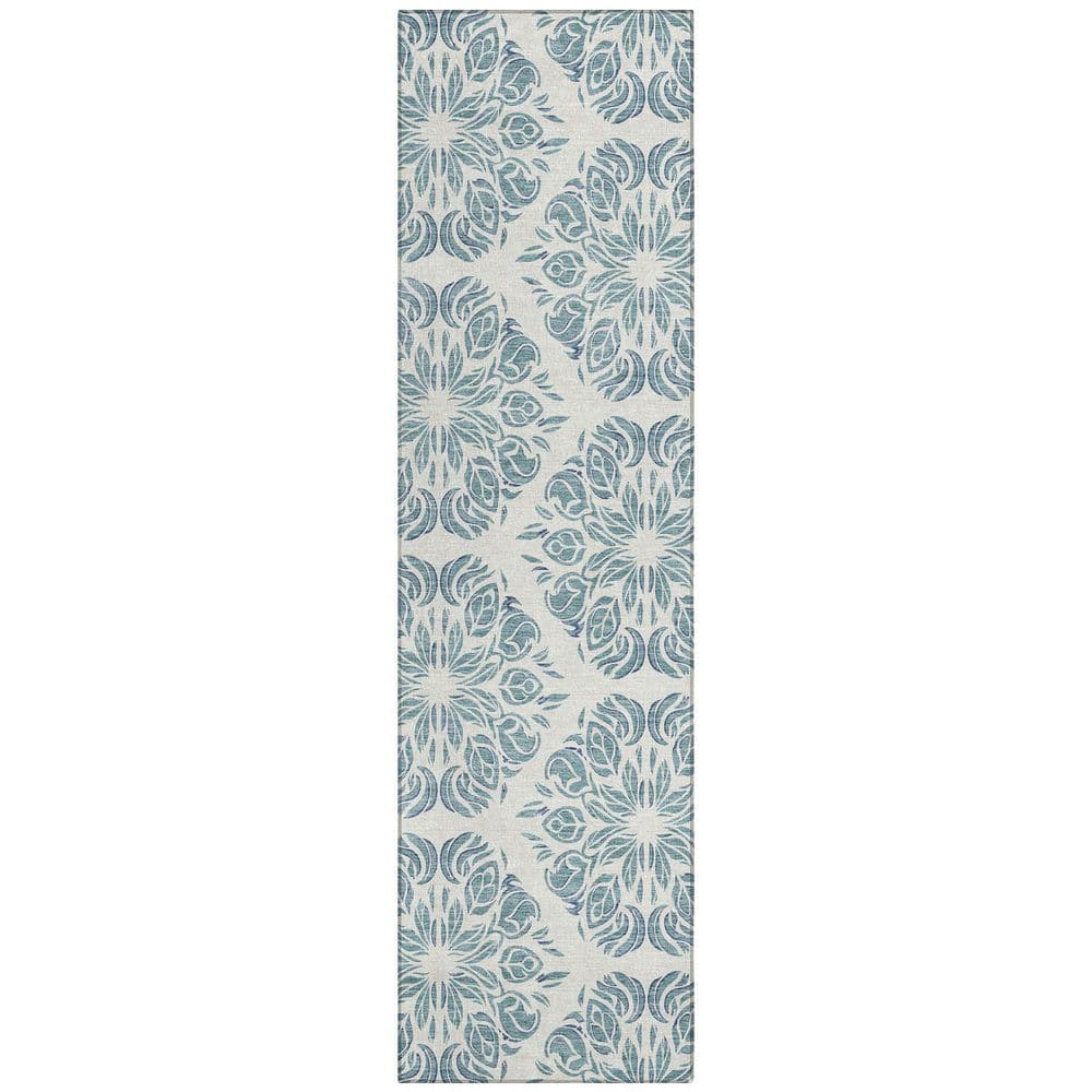 Chantille Machine Washable Indoor/Outdoor Abstract ACN2456 Teal 2 ft. x 7 ft. Runner Rug price history on PriceWatchPro