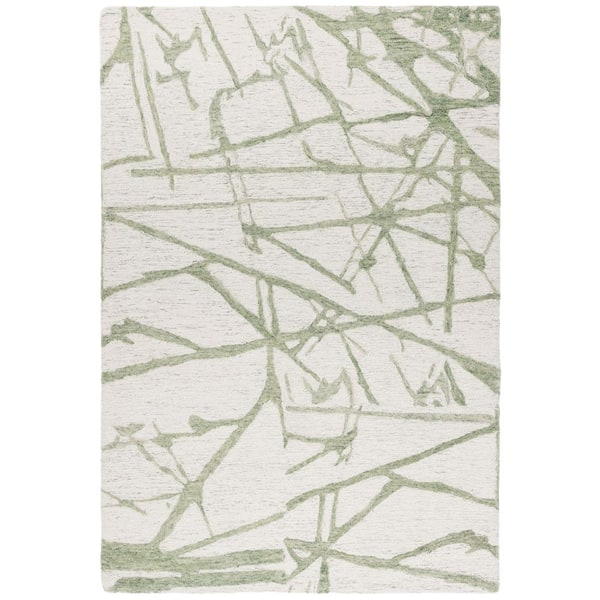 Ebony 3 ft. x 5 ft. Ivory/Light Green Contemporary Abstract Area Rug