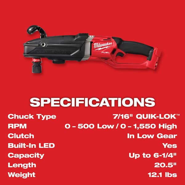 M18 FUEL 18-Volt Lithium-Ion Brushless Cordless GEN 2 SUPER HAWG 7/16 in. Right Angle Drill (Tool-Only) M18 FUEL 18-Volt Lithium-Ion Brushless Cordless GEN 2 SUPER HAWG 7/16 in. Right Angle Drill (Tool-Only)