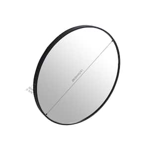 24 in. W x 24 in. H Round Aluminum Alloy Framed Wall Mounted Bathroom Vanity Mirror in Black