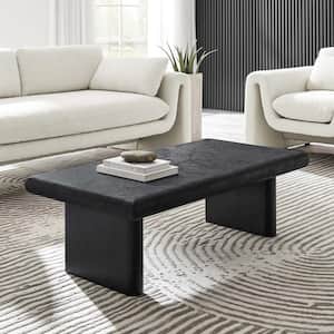Relic 24 in. in Black Rectangle Solid Mango Wood Concrete Textured Coffee Table