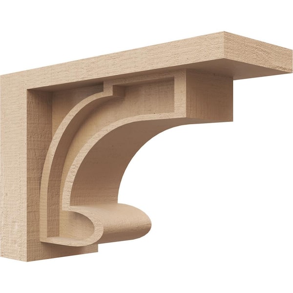 Ekena Millwork 3 in. x 6 in. x 9 in. Classic Alma Rough Cedar Woodgrain TimberThane Corbel, Primed Tan