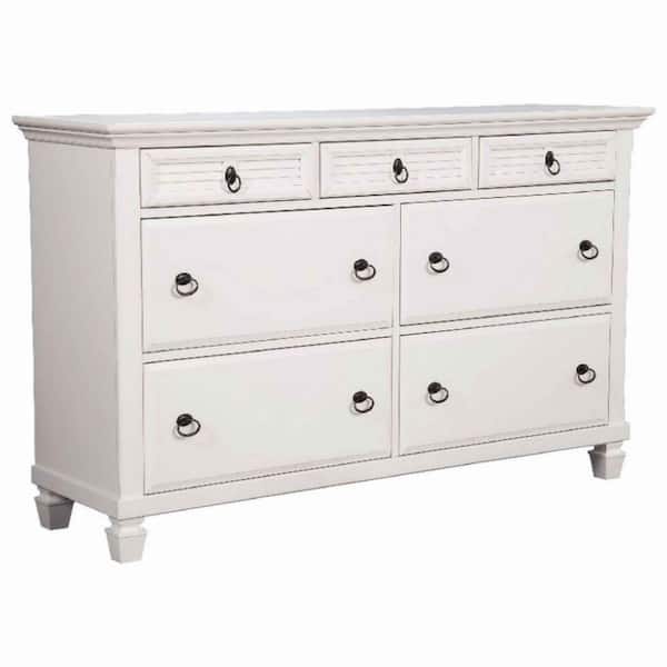 Benjara 62 in. White 7Drawer Wooden Dresser Without Mirror BM220478