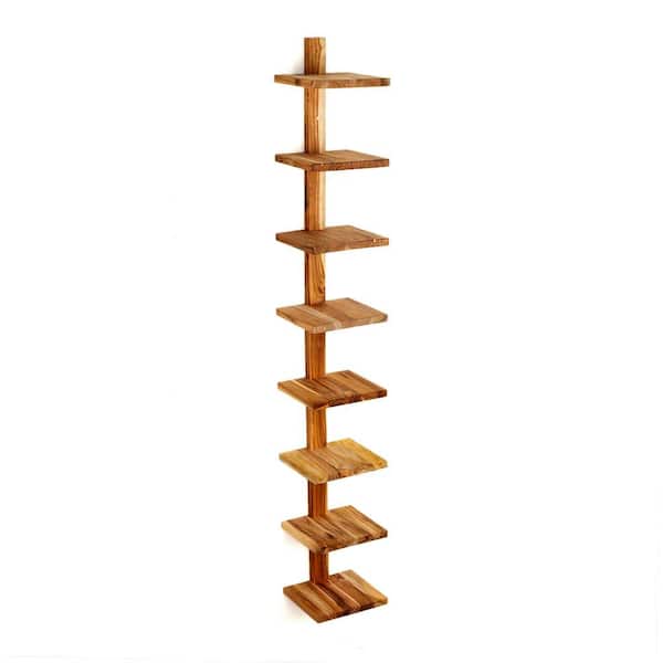 Design Ideas Takara Column Shelf 8 in. x 8.5 in. x 63 in. Teak Wood Wall-Mounted Decorative Wall Shelf