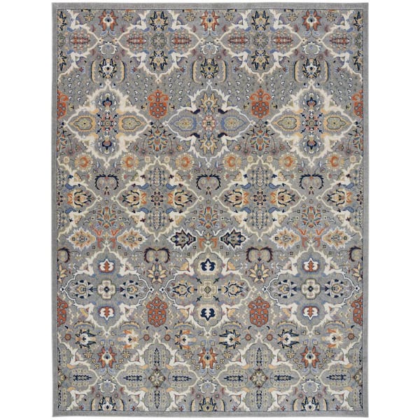 Nourison Allur Grey 7 ft. x 10 ft. Abstract Medallion Transitional Area Rug