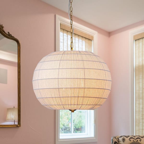 Ethan 20.5 in. 6-Light White Woven Globe Pendant Light Bohemian Chandelier