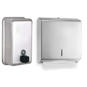 Stainless Steel Multi-Fold/C-Fold Paper Towel Dispenser and Manual Vertical Liquid Commercial Soap Dispenser Combo
