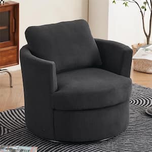 Dark Grey Polyester Swivel Barrel Chair (Set of 1)