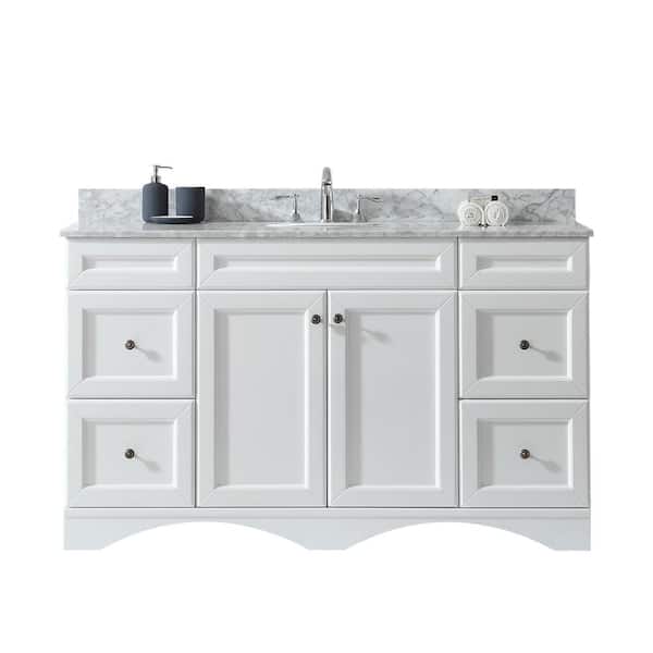 Virtu USA Talisa 60 in. W Bath Vanity in White with Marble Vanity Top in White with Round Basin