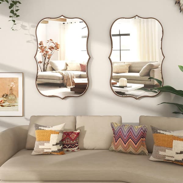 THKSHOUZ Gold 23.6 in. W x 35 in. H Vintage Irregular Metal Wall
