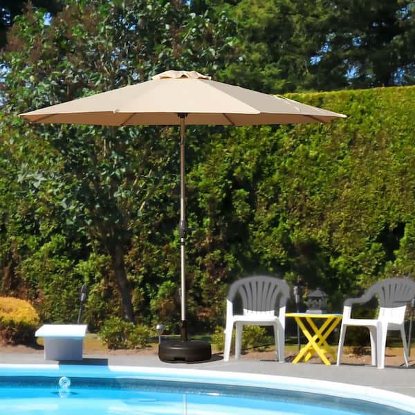 Boyel Living 9 ft. Market Patio Umbrella with Push Button Tilt and Crank in Beige