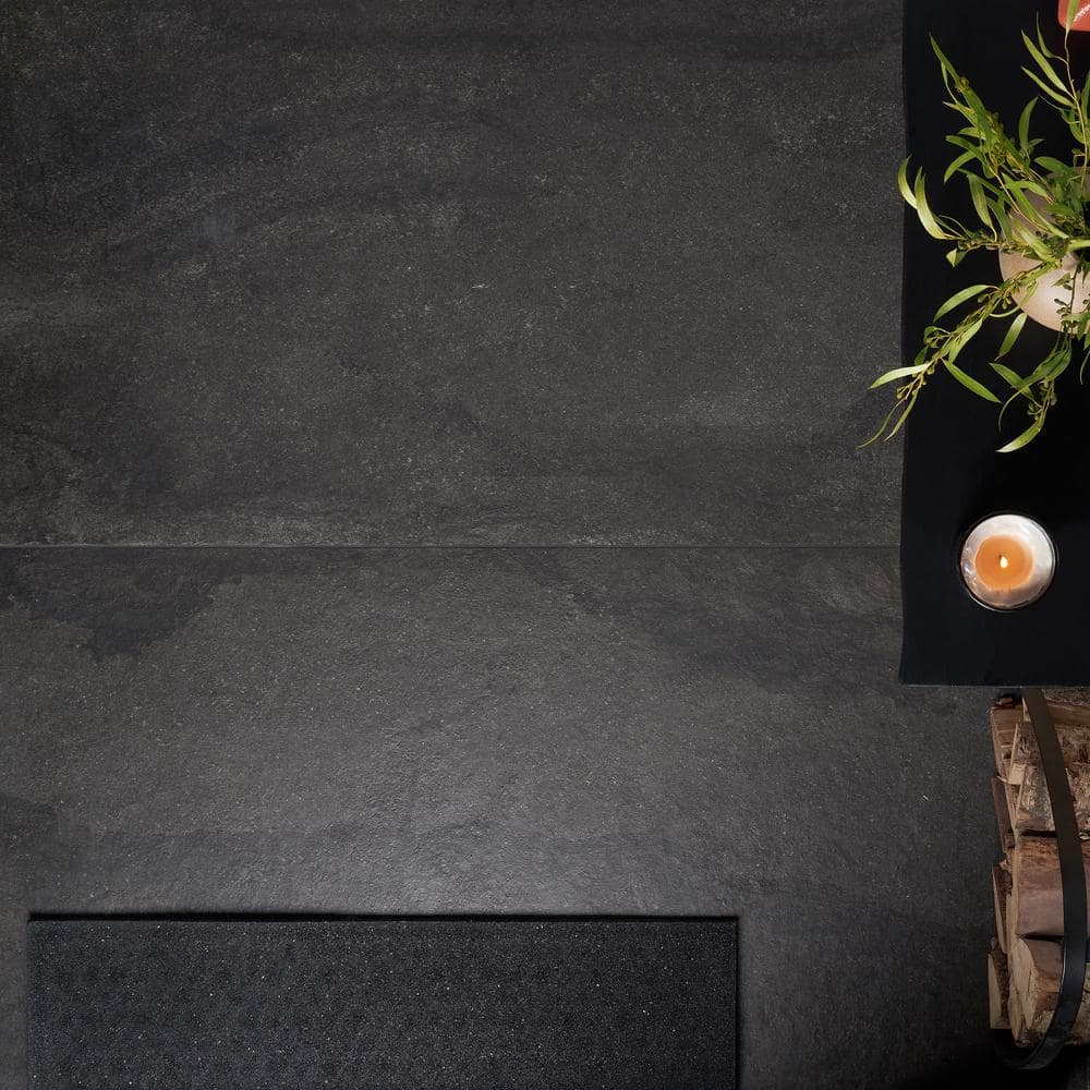 Large Format Matte Black Porcelain Floor and Wall Tile