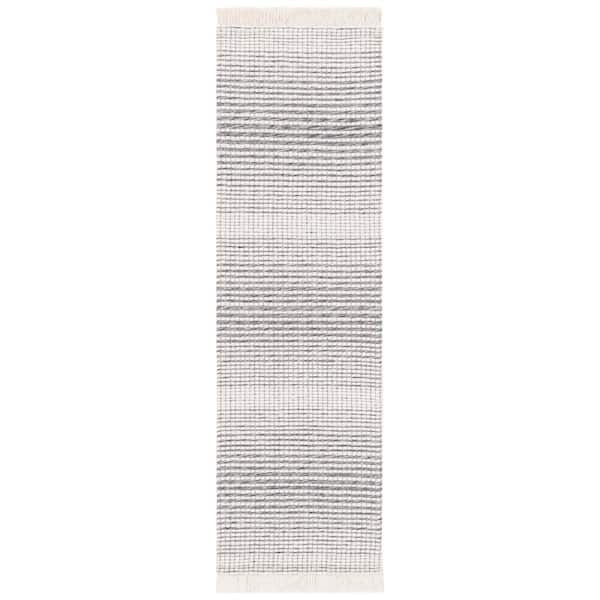 Marbella Ivory Black Doormat 3 ft. x 5 ft. Border Plaid Area Rug