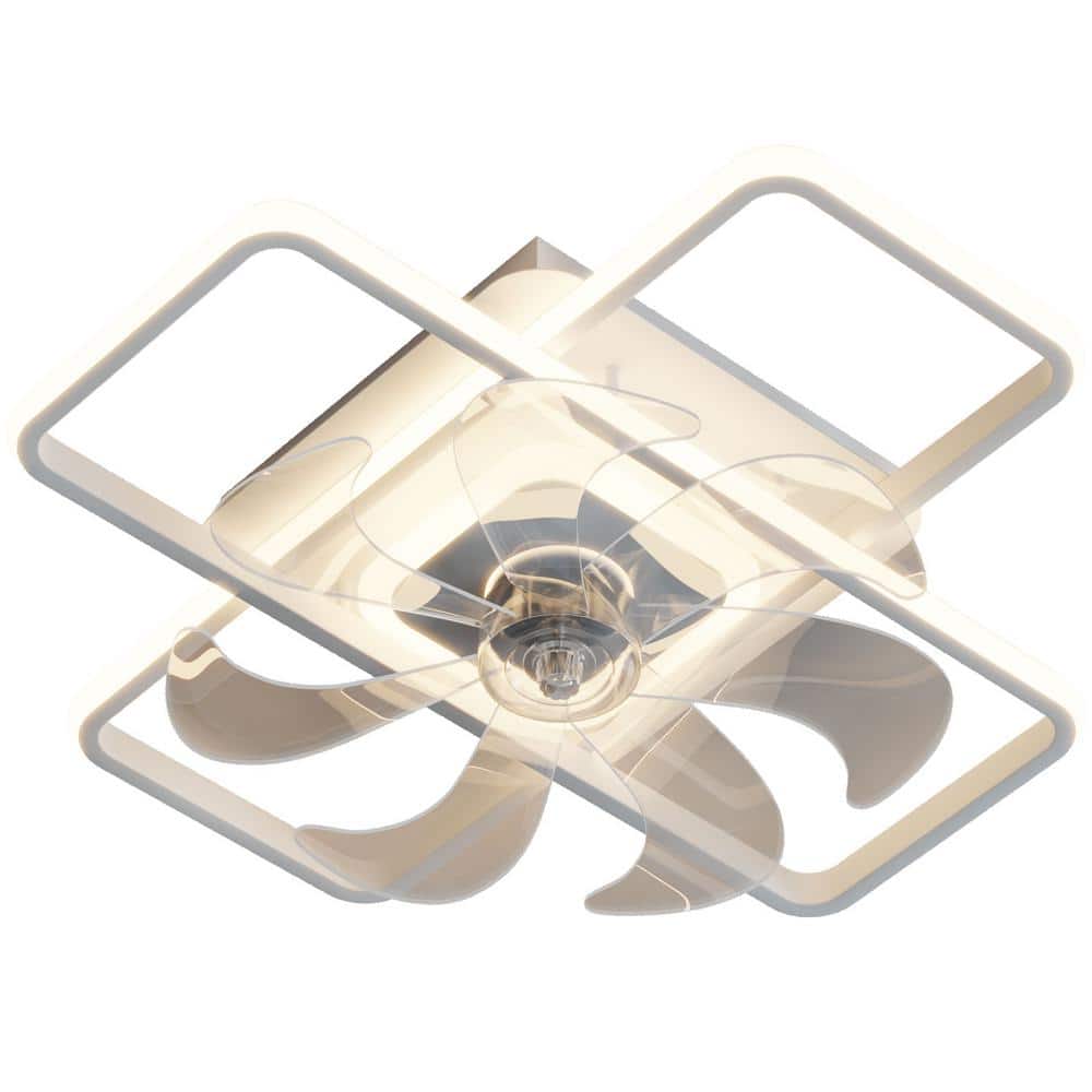 22 in. LED Indoor White Smart Ceiling Fan with Lights and Remote, Flush Mou