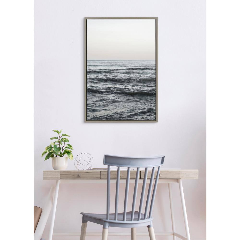 Calm Ocean Vibes Gray Canvas Landscape Print, 23x33