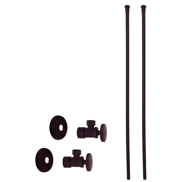 Westbrass 5/8 in. x 3/8 in. OD x 20 in. Bullnose Faucet Supply Line Kit with Round Handle Angle Shut Off Valve, Oil Rubbed Bronze