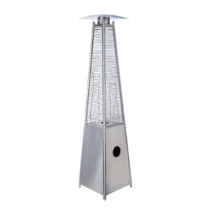 40000 BTU Commercial Residential Rust Resistant Wheels Silver Patio Heater