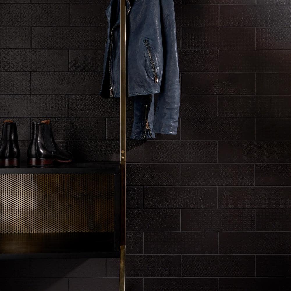 Harper Black Matte Porcelain Subway Floor and Wall Tile Sample