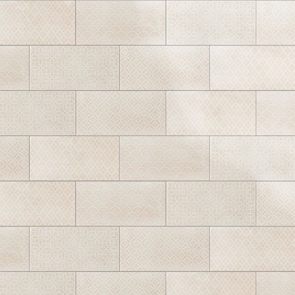 Merola Tile Camden Decor Antique Bianco 4 in. x 8 in. Ceramic Wall