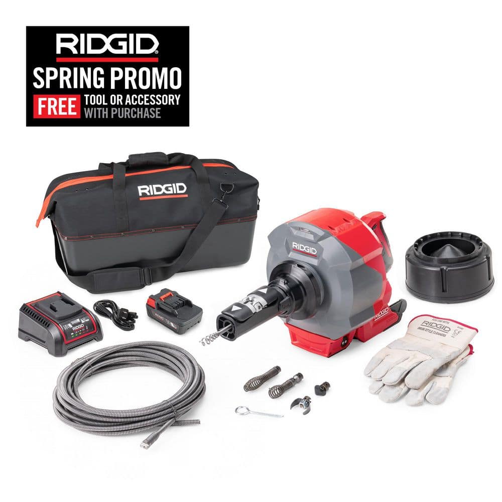 RIDGID K-46 Cordless SinkSnake Deluxe Kit w/ 5/16 in. x 25 ft. & 3/8 in ...
