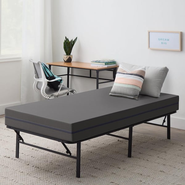 Lucid Comfort Collection University 6.5 in. Adjustable Firmness Foam Tight Top Twin Mattress, Gray