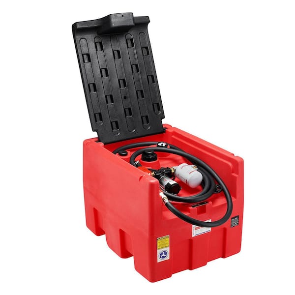 SKYSHALO Portable Diesel and Gasoline Tank, 48 Gal., 10. 6GPM Flow Rate, Diesel Fuel Tank with 12V Electric Transfer Pump, Red