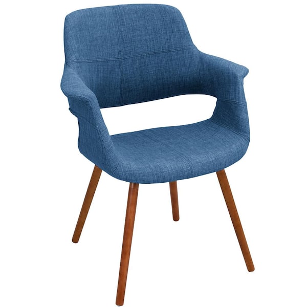 Lumisource Vintage Flair Walnut and Blue Accent Chair