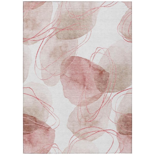 HomeRoots Merlot and Ivory 9 ft. x 12 ft. Woven Abstract Rectangle Indoor/Outdoor Area Rug