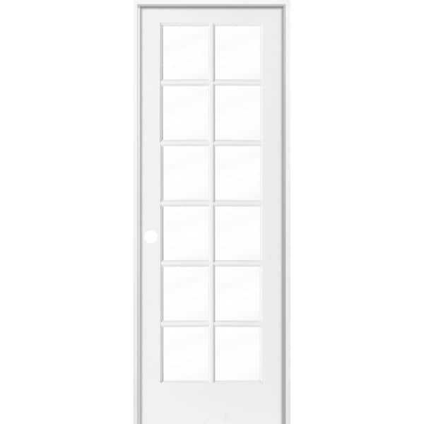 Krosswood Doors 36 in. x 96 in. 12-Lite Clear Solid Core Composite MDF Primed Right-Hand Single Prehung Interior Door