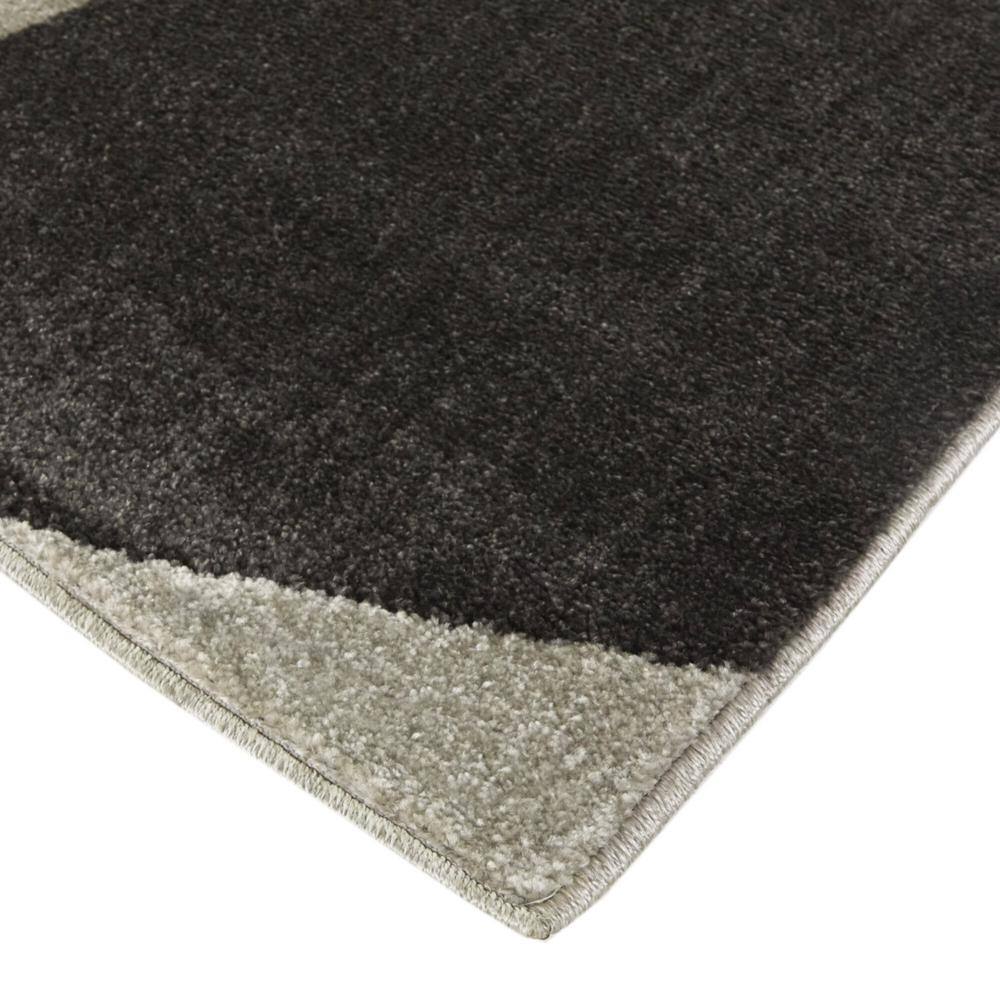 Large Black and Gray Abstract Synthetic Area Rug