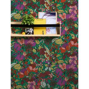 Zetta Floral Riot Multi-Colored Non Pasted Non Woven Wallpaper