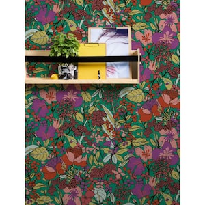 Zetta Floral Riot Multi-Colored Non Pasted Non Woven Wallpaper Sample