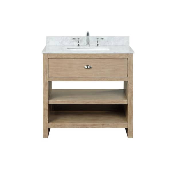 A TOUCH OF DESIGN 22in. D x 36 in. H x 36 in. W Bathroom Vanity Side Cabinet in Brown with Walnut Base Carrara Top