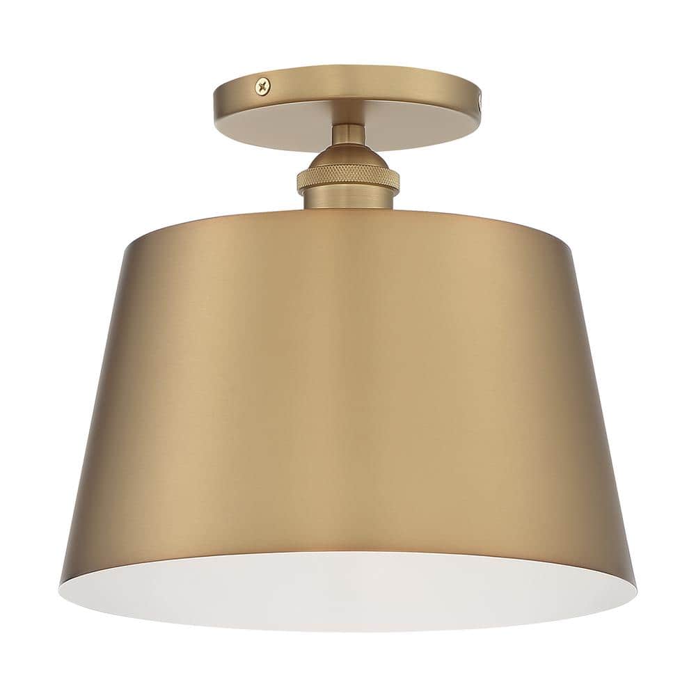 Motif Brushed Brass and Glass Semi Flush Mount Light