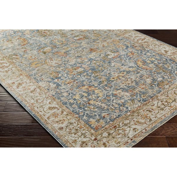 Mona Lisa Olive Traditional Border 7 ft. x 10 ft. Area Rug