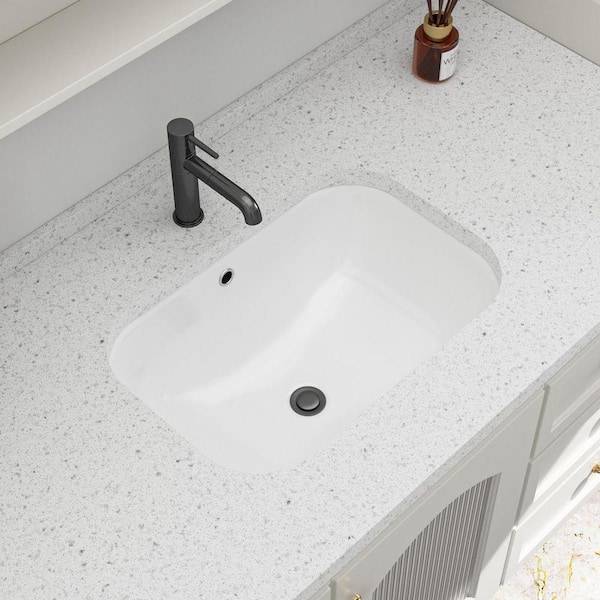 Logmey 22 in. x 15 in. Rectangular Vitreous China Undermount