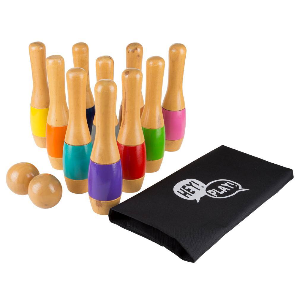 Colorful 9.5 Inch Wooden Lawn Bowling Game Set