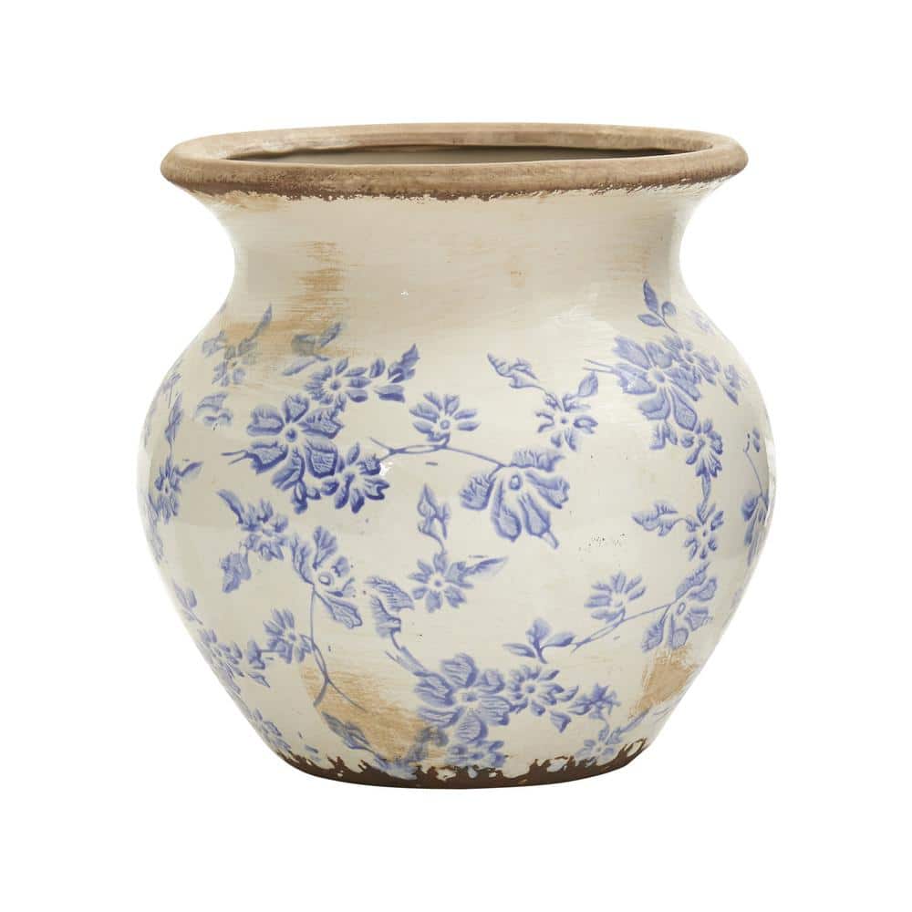 ペルドンナ タスカニー 陶器 Nearly Natural 7in. Tuscan Ceramic Blue Scroll Urn Vase 0716-MD-S1