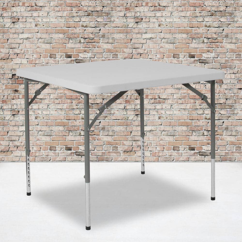 33.5 in. Granite White Plastic Tabletop Metal Frame Folding Table