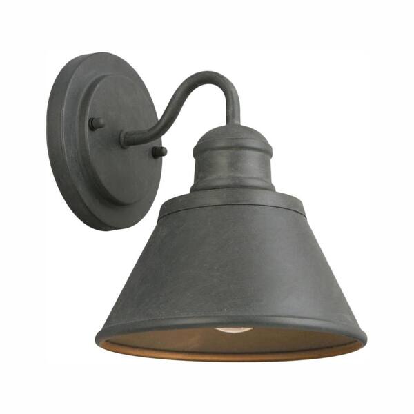 Hampton Bay 9.5 in. 1-Light Zinc Barn Outdoor Wall Light Sconce Lantern