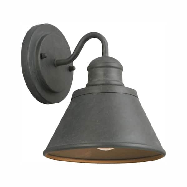 Hampton Bay 9.5 in. 1-Light Zinc Barn Outdoor Wall Light Sconce Lantern