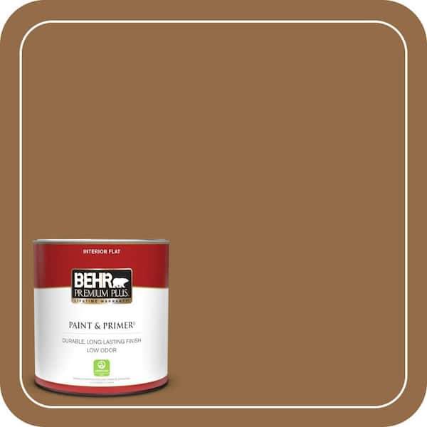 BEHR PREMIUM PLUS 1 qt. #S260-7 Nugget Gold Flat Low Odor Interior Paint & Primer
