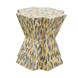 18.1 in. Yellow, Blue Backless 16 in. - 23 in. Wood Short Bar Stool
