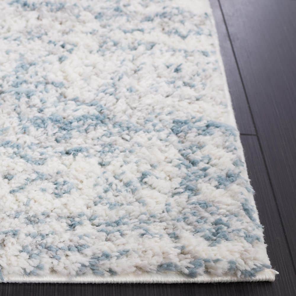 Ivory Synthetic Hand-knotted Shag Runner Rug 2' x 10'
