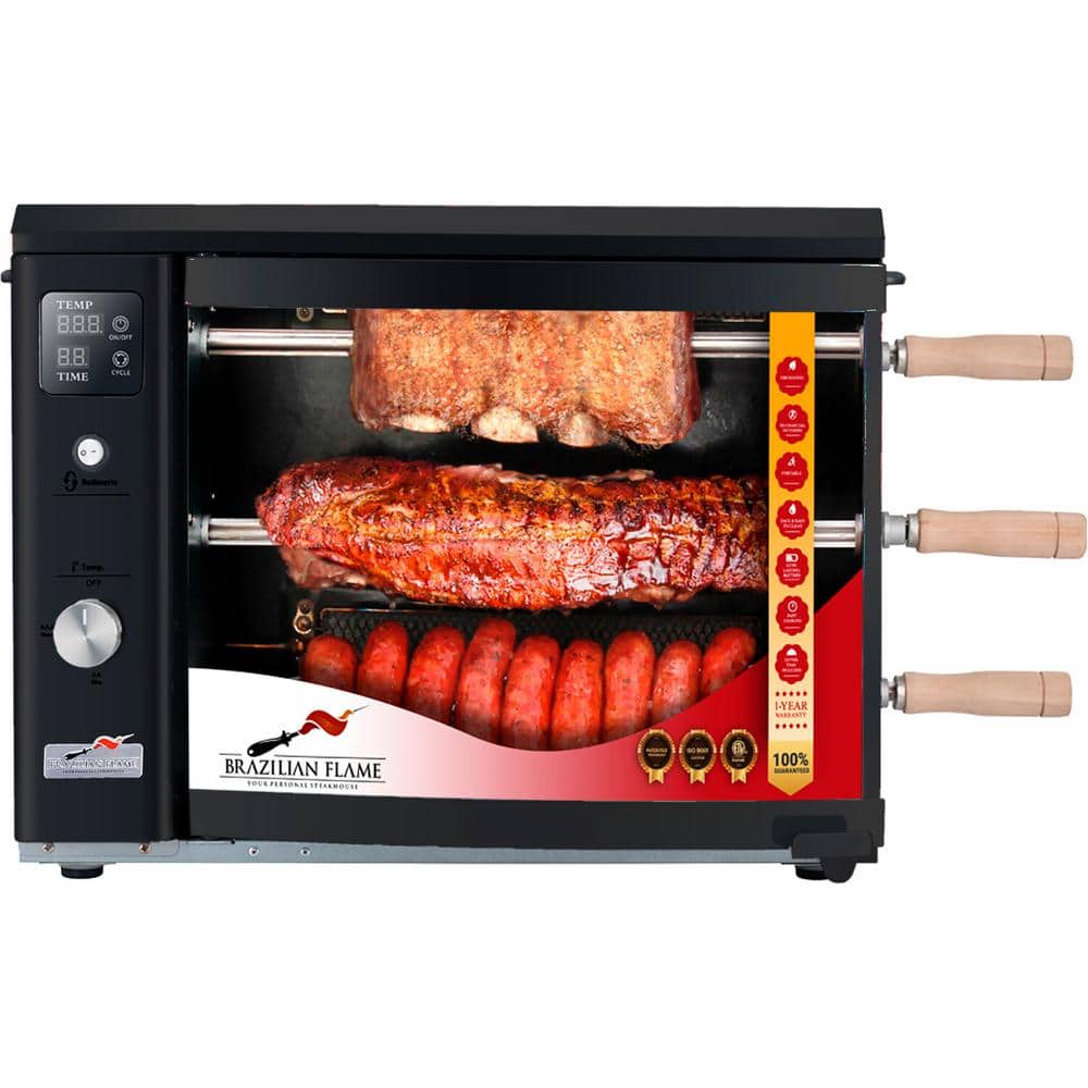 Portable Propane Gas Rotisserie Grill in Black