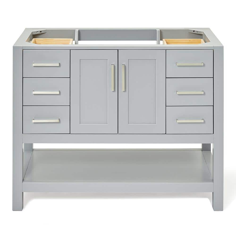 Gray Solid Wood 42'' Single Freestanding Bathroom Vanity Base