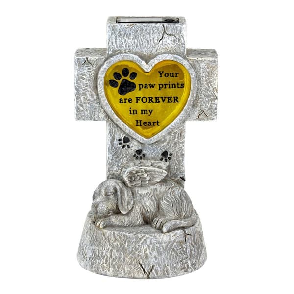 Exhart Solar Dog Memorial Cross Marker, 6 x 5 x 9.5 in. Garden Statue