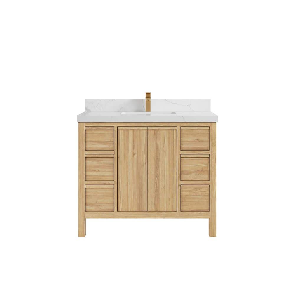 "Elizabeth 42 in. W x 22 in. D x 36 in. H Bath Vanity in Natural with 2"" Calacatta Quartz Top" price history on PriceWatchPro