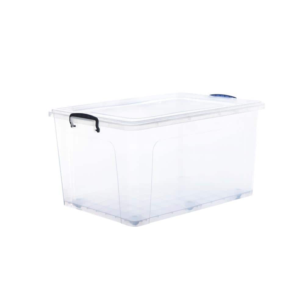 Superio 15L Medium White Smoke Ribbed Storage Bin with Lid, Plastic Storage  Bin